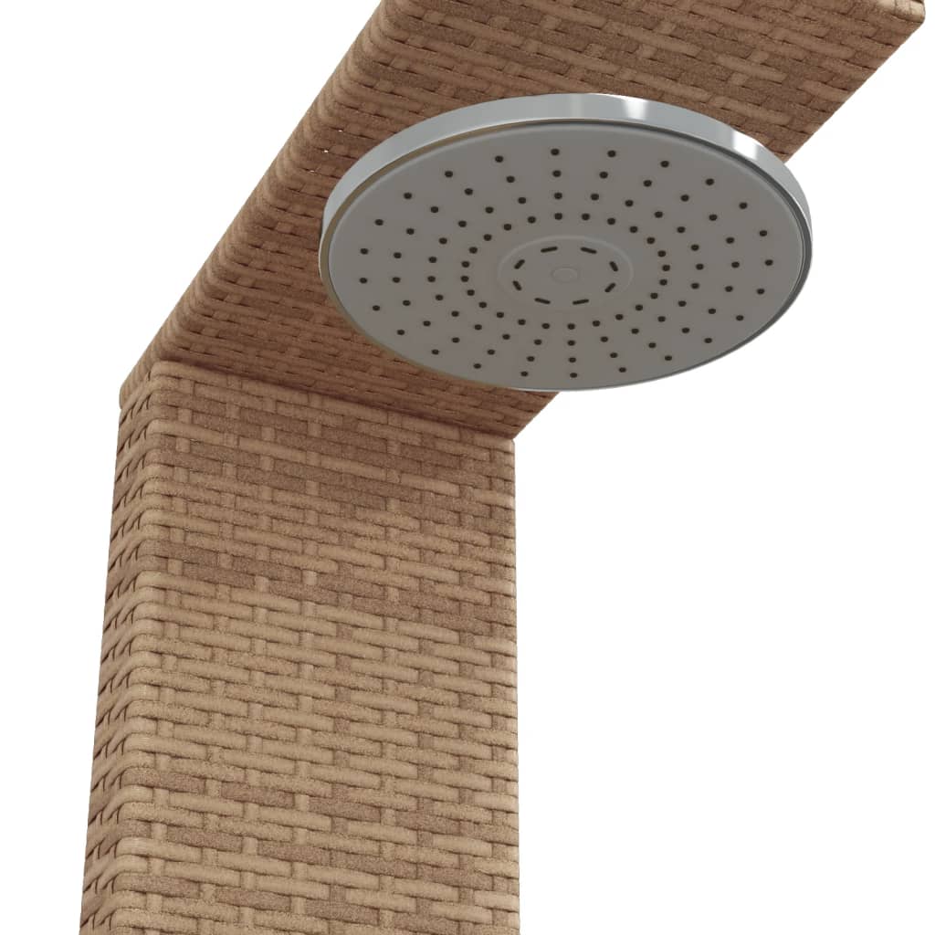 Outdoor shower 100x100x241.5 cm PE wicker/acacia wood beige