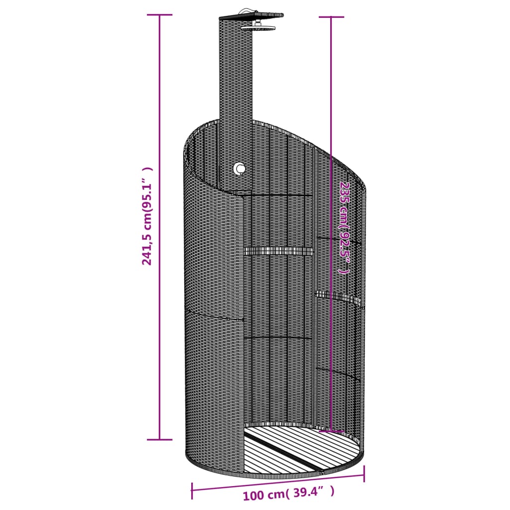 Outdoor shower 100x100x241.5 cm PE wicker/acacia wood beige