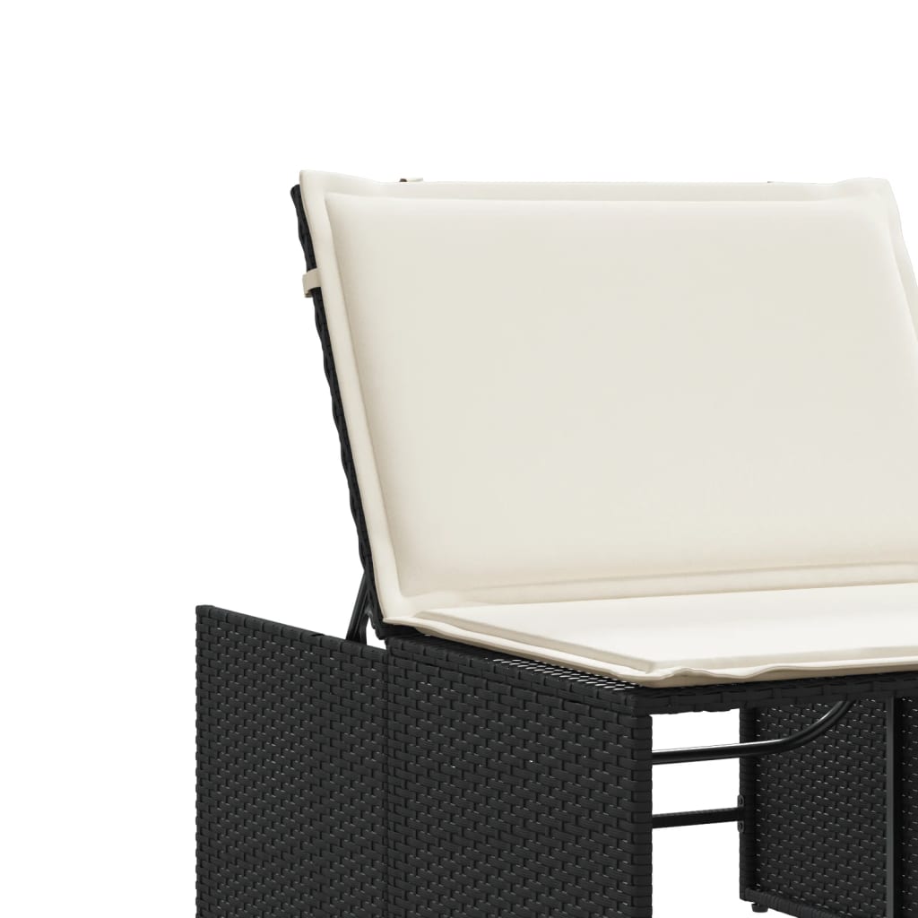 Sun loungers with table 2 pcs black PE rattan