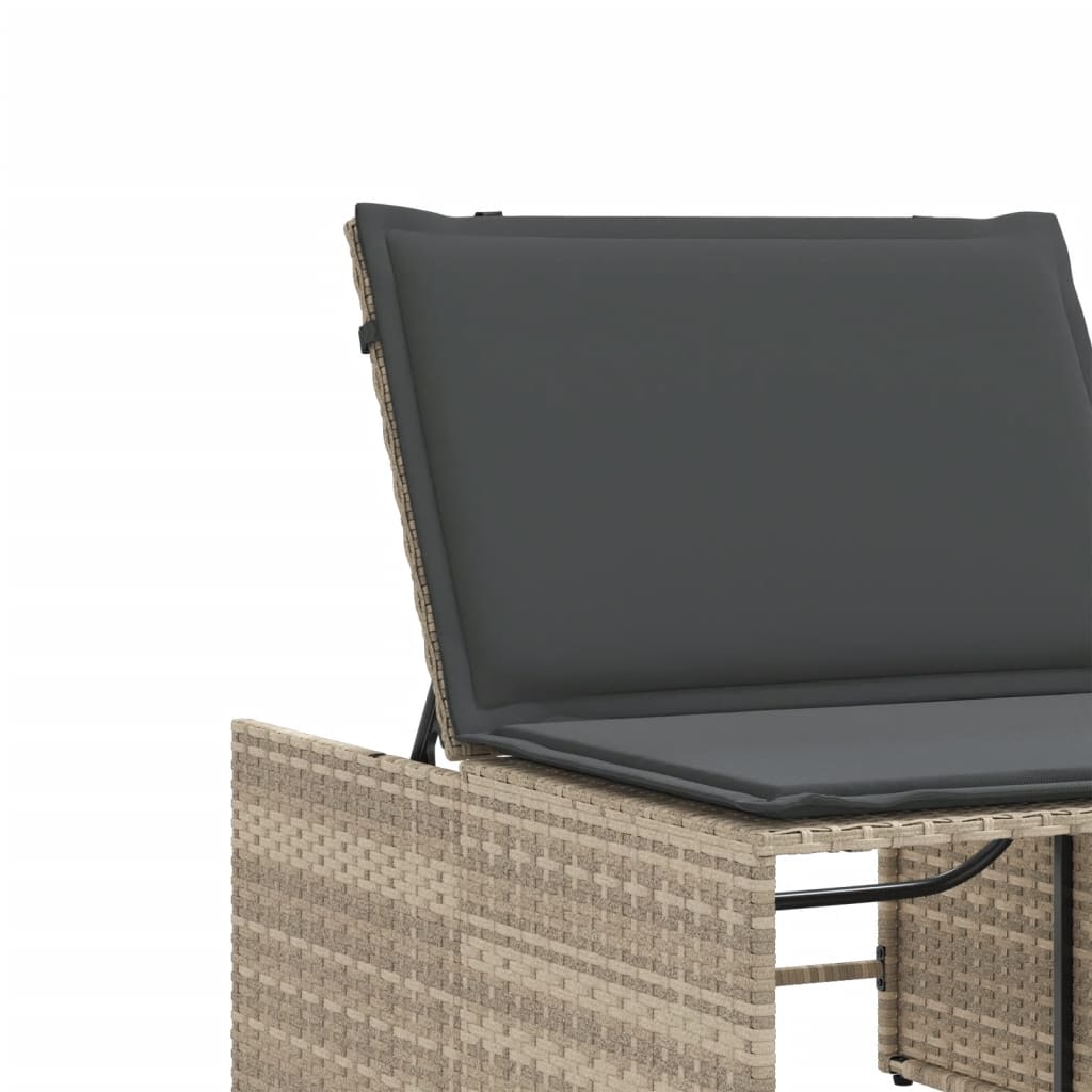 Sun loungers with table 2 pcs PE rattan light grey