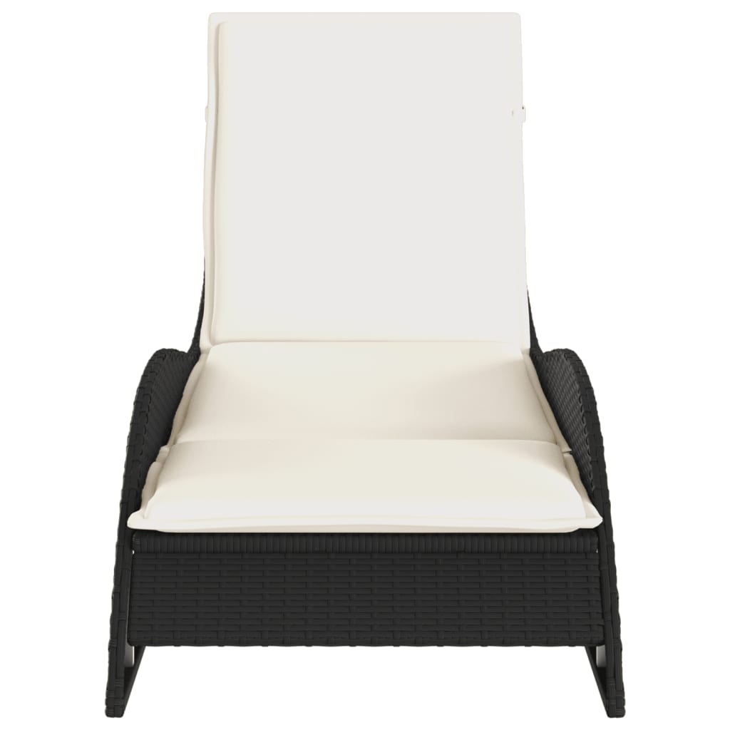 Sun lounger with cushion 60x205x73 cm black PE wicker