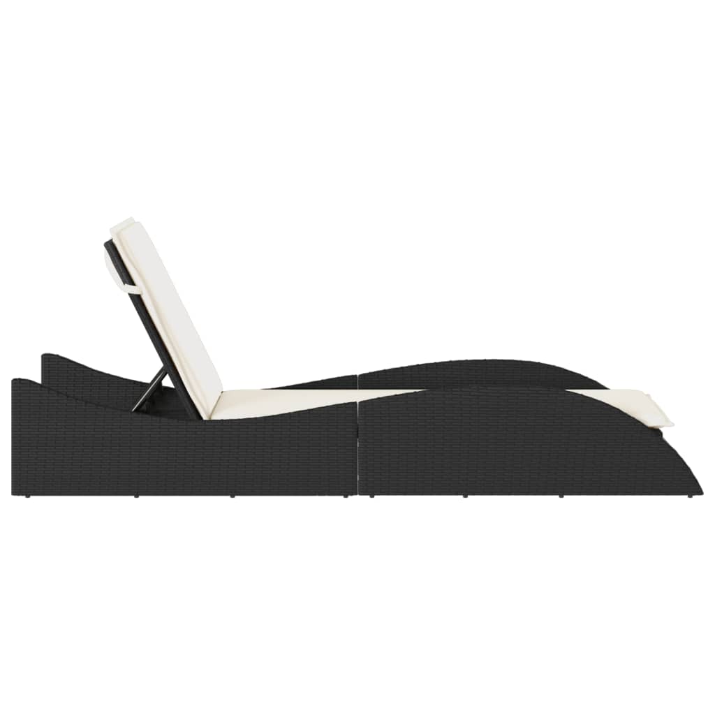 Sun lounger with cushion 60x205x73 cm black PE wicker