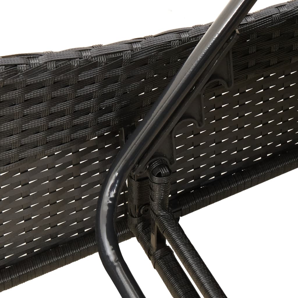 Sun lounger with cushion 60x205x73 cm black PE wicker