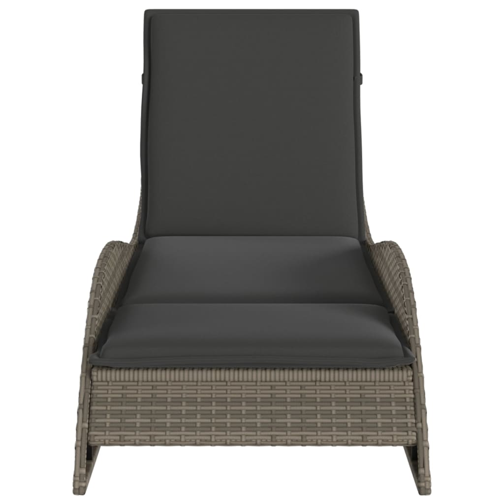 Sun lounger with cushion 60x205x73 cm PE wicker grey