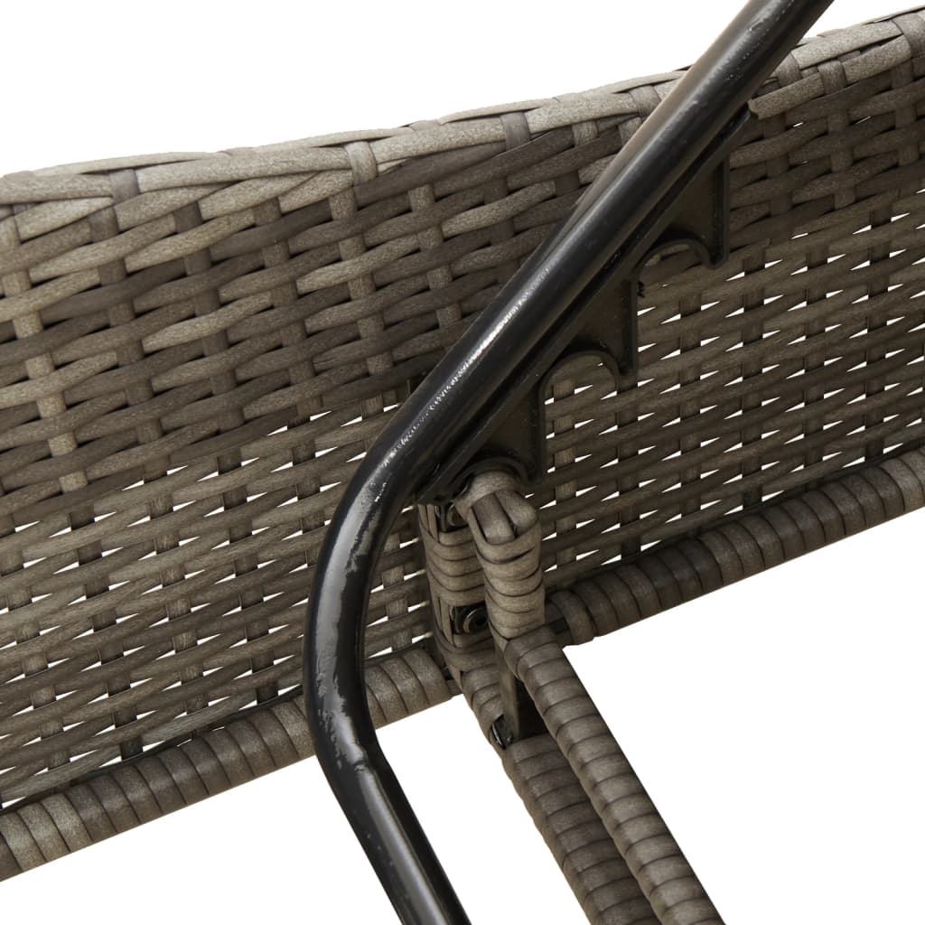 Sun lounger with cushion 60x205x73 cm PE wicker grey