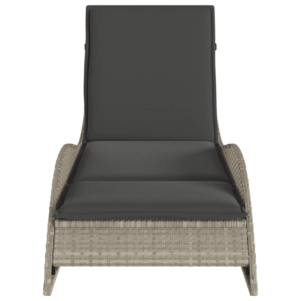 Sun lounger with cushion 60x205x73 cm light grey PE wicker