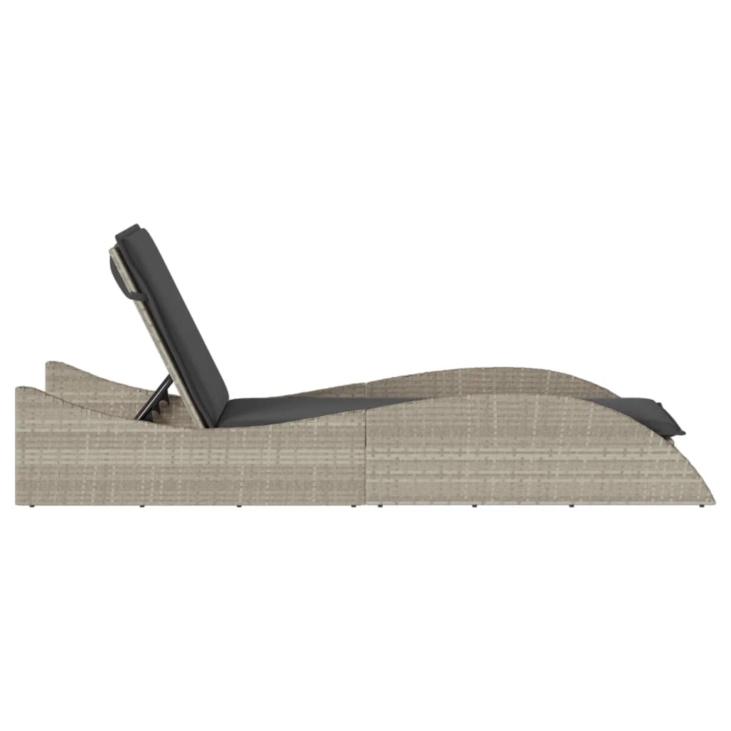 Sun lounger with cushion 60x205x73 cm light grey PE wicker