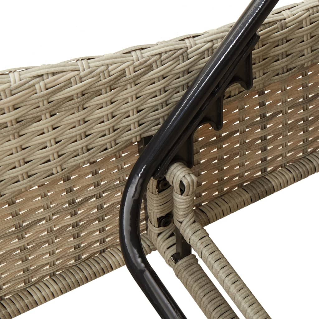 Sun lounger with cushion 60x205x73 cm light grey PE wicker
