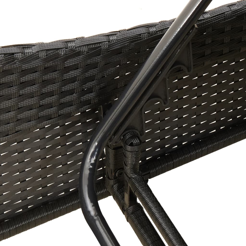 Sun lounger with cushions 114x205x73 cm black PE wicker