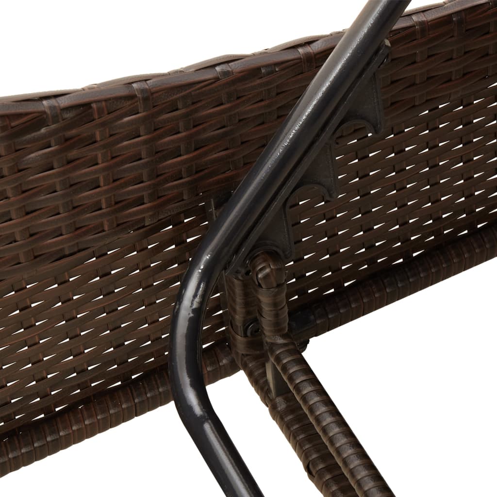 Sun lounger with cushions 114x205x73 cm brown PE wicker