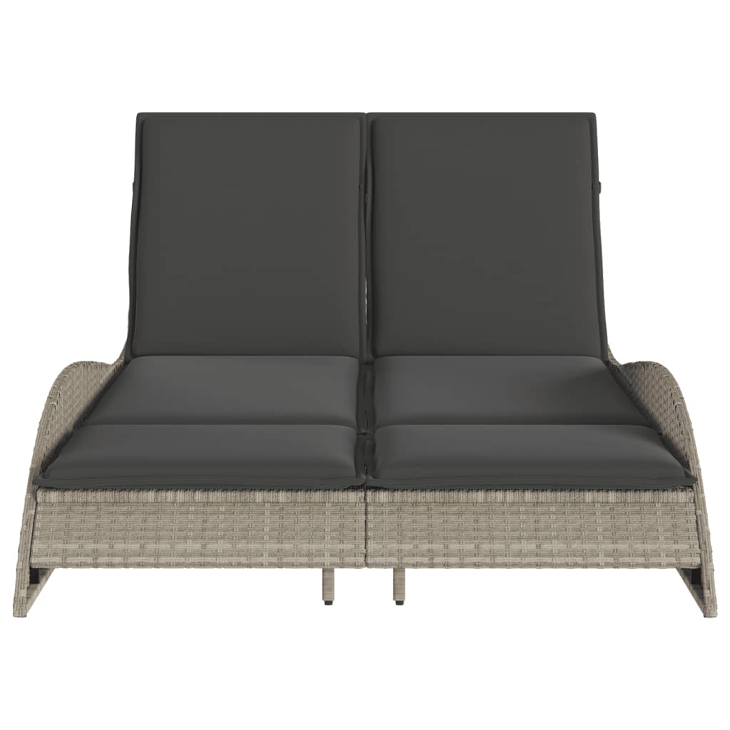 Sun lounger with cushions 114x205x73 cm light grey PE wicker
