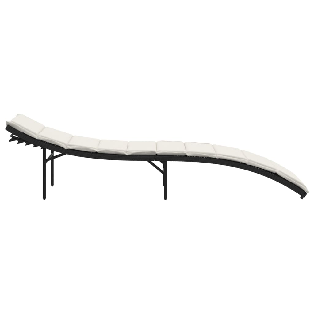 Sun lounger with cushion 55x199x50 cm black PE wicker