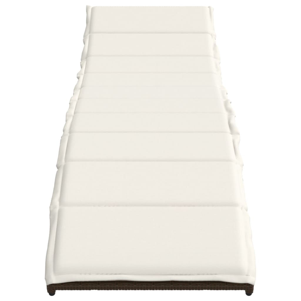Sun lounger with cushion 55x199x50 cm brown PE wicker