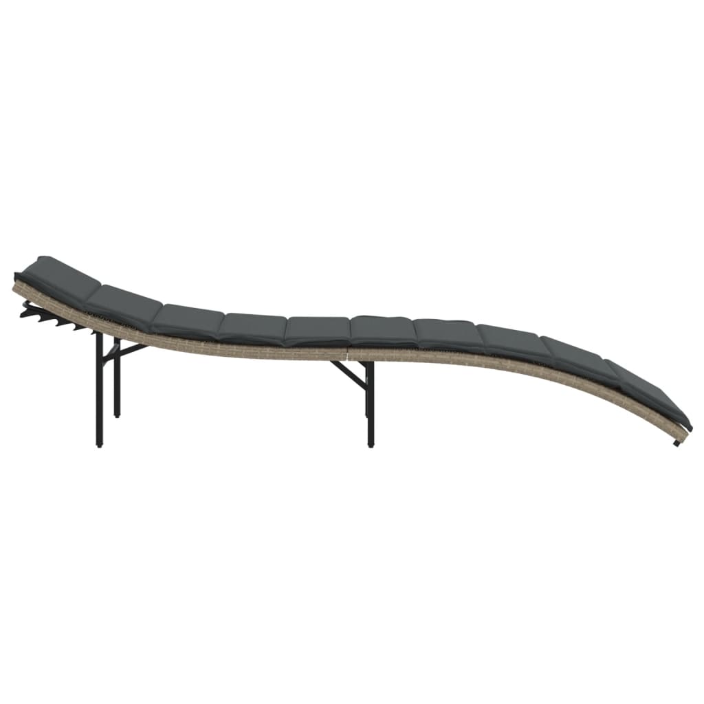 Sun lounger with cushion 55x199x50 cm PE wicker