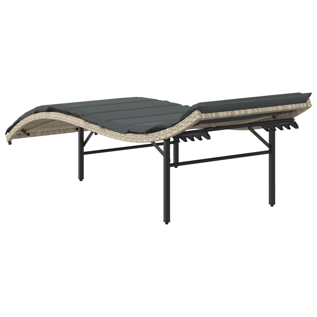 Sun lounger with cushion 55x199x50 cm PE wicker