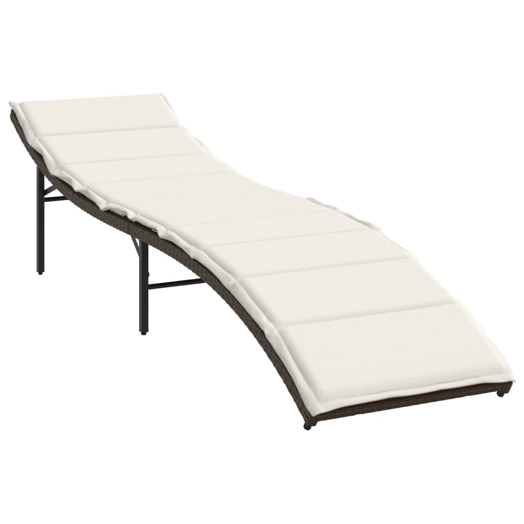 Sun loungers with table 2 pcs PE rattan brown
