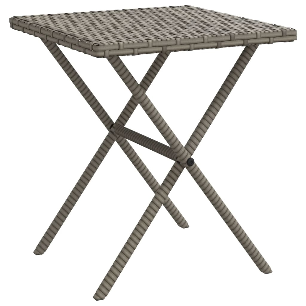 Sun loungers with table 2 pcs PE rattan grey