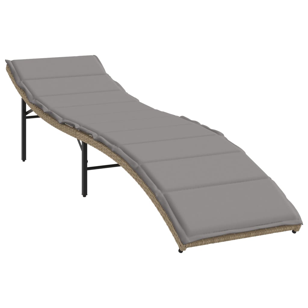 Sun loungers with table 2 pcs PE rattan beige