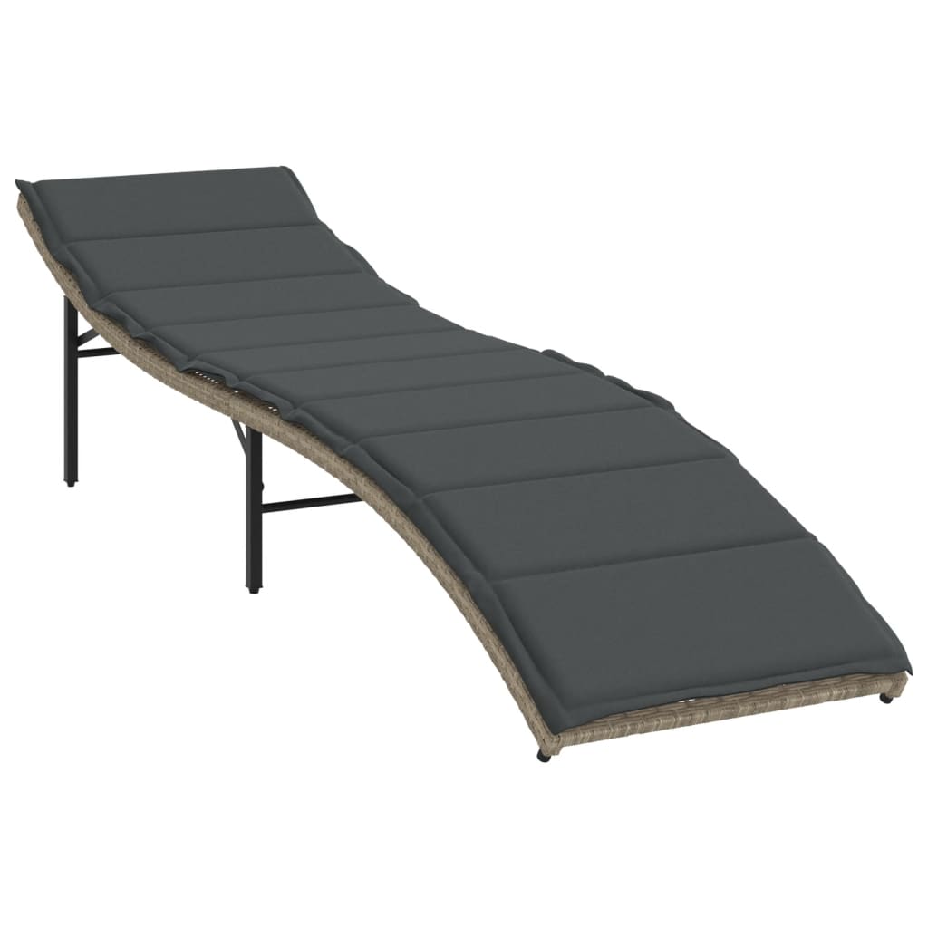 Sun loungers with table 2 pcs PE rattan light grey