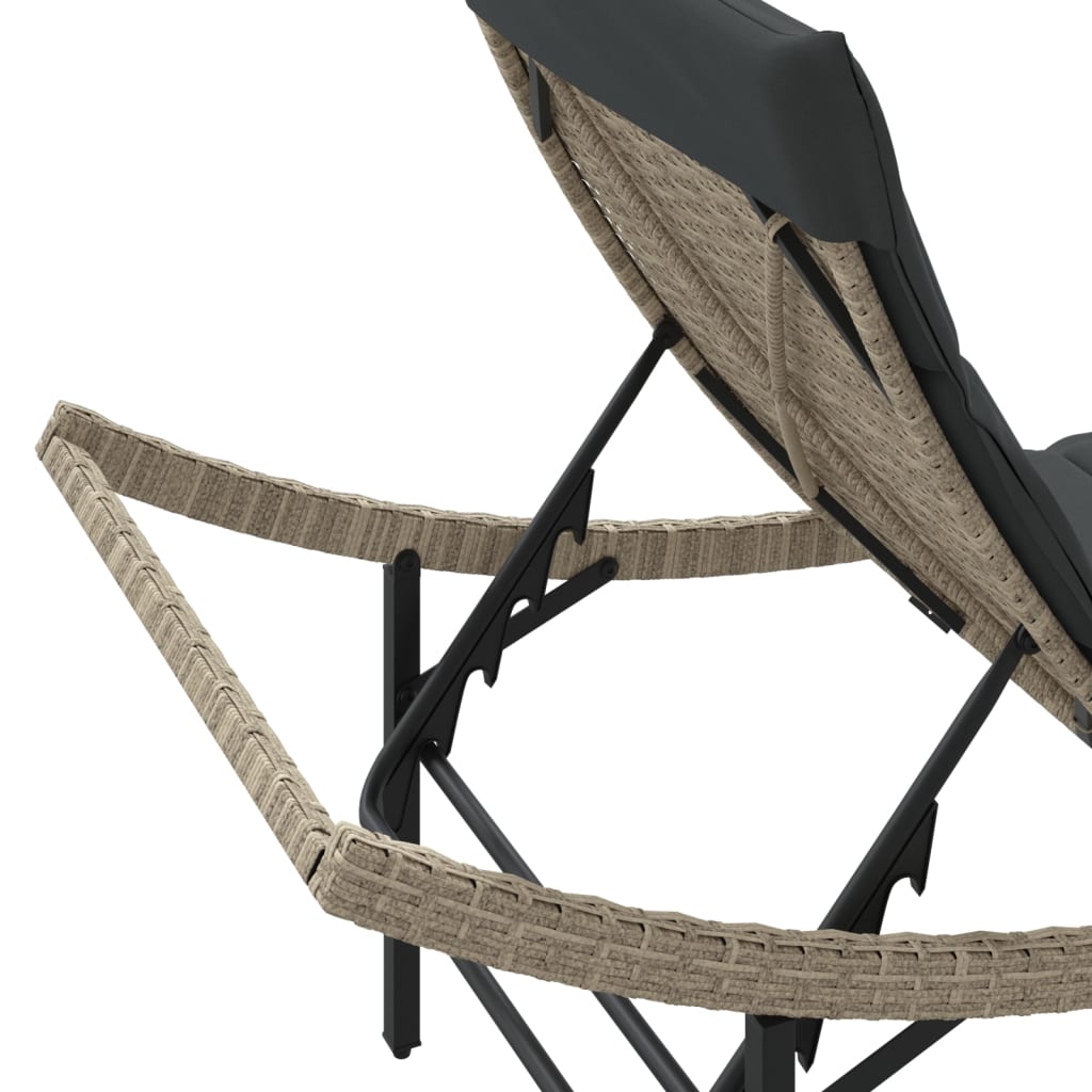 Sun loungers with table 2 pcs PE rattan light grey