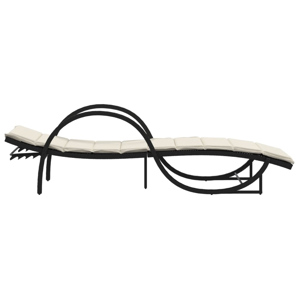 Sun lounger with cushion 60x199x42 cm black PE wicker