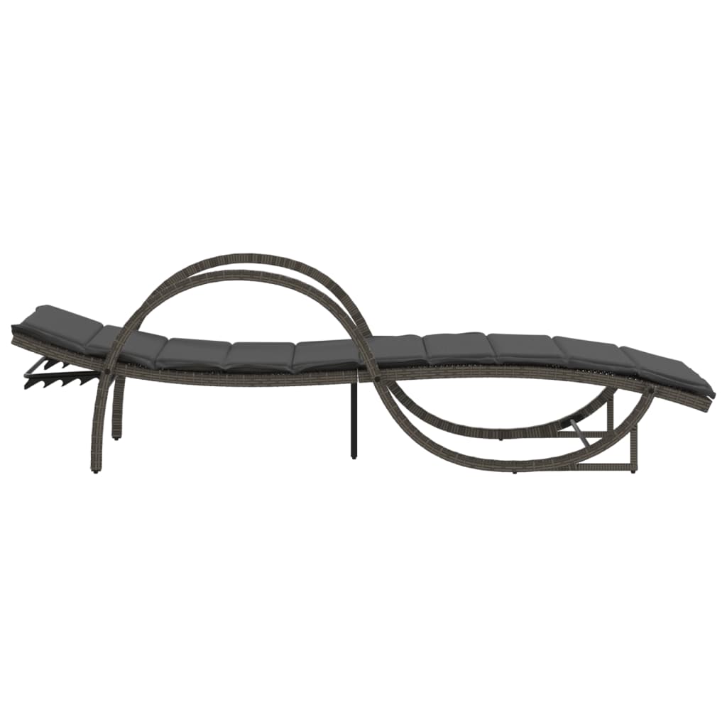 Sun lounger with cushion 60x199x42 cm PE wicker grey