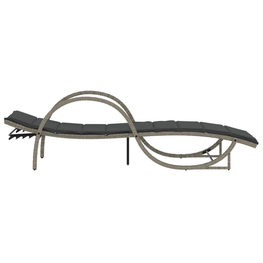 Sun lounger with cushion 60x199x42 cm PE wicker