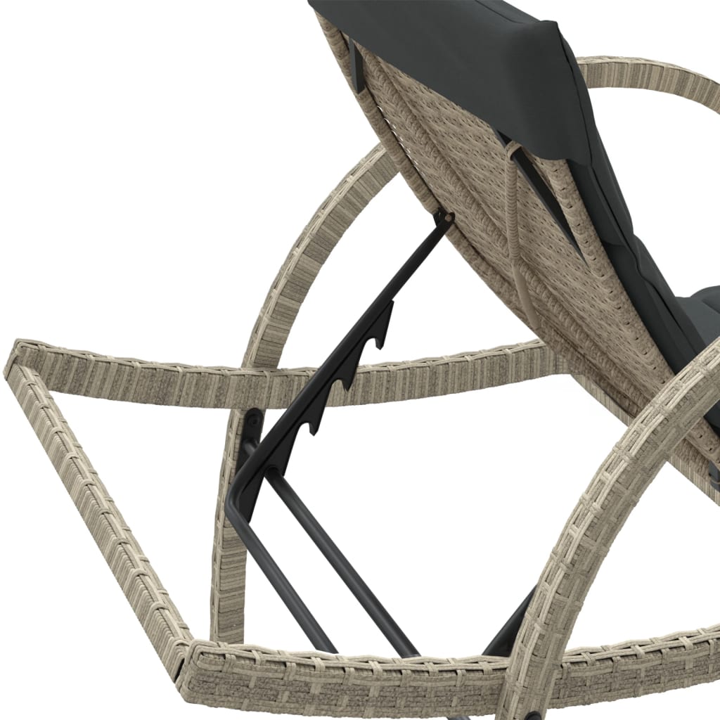 Sun lounger with cushion 60x199x42 cm PE wicker