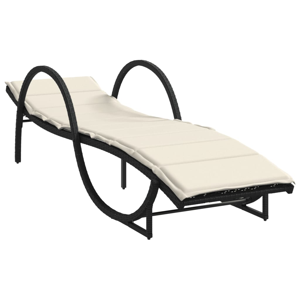 Sun loungers with table 2 pcs black PE rattan