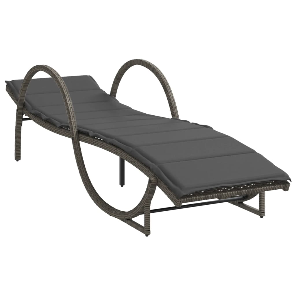 Sun loungers with table 2 pcs PE rattan grey
