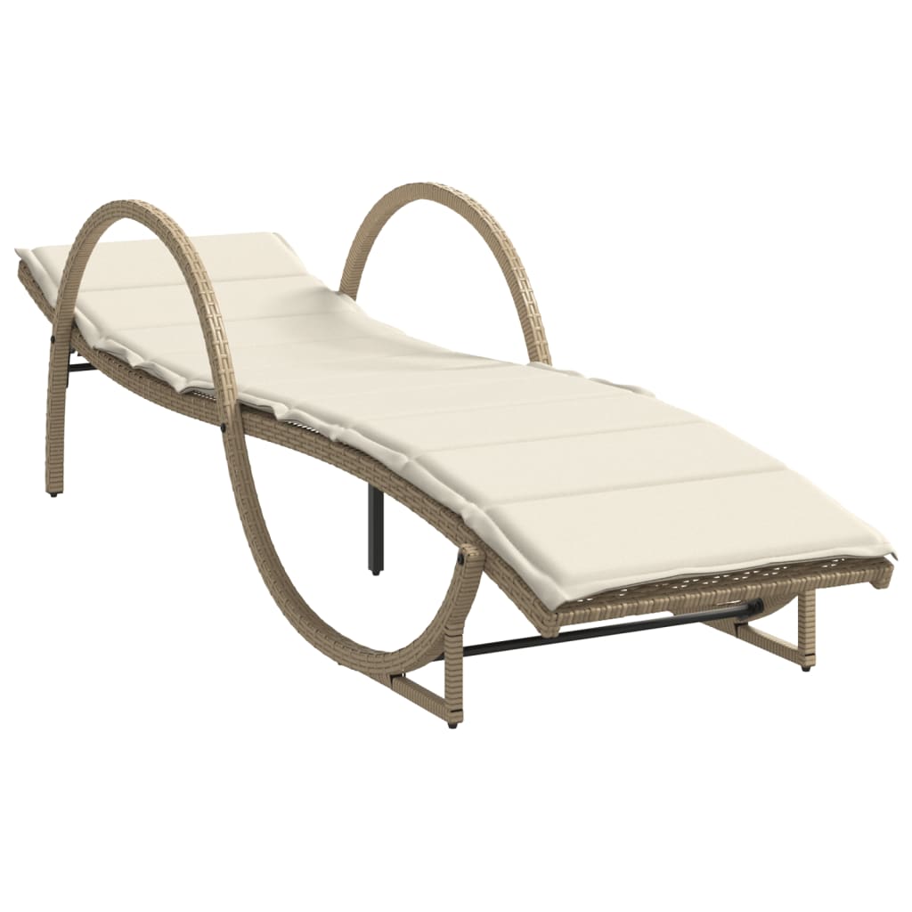 Sun loungers with table 2 pcs PE rattan beige