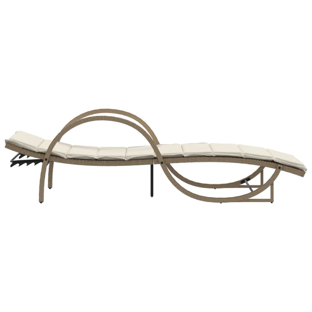 Sun loungers with table 2 pcs PE rattan beige
