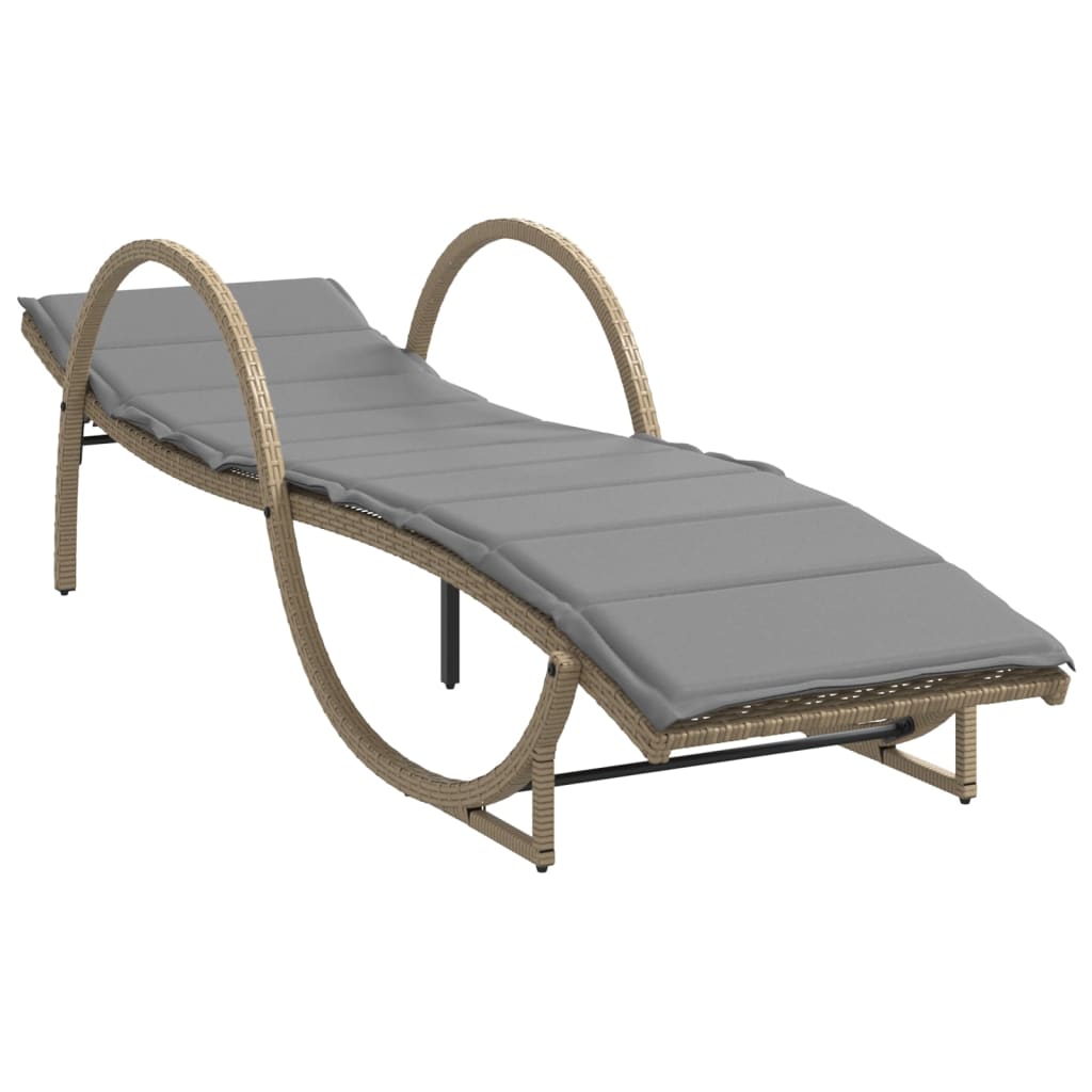 Sun loungers with table 2 pcs PE rattan beige