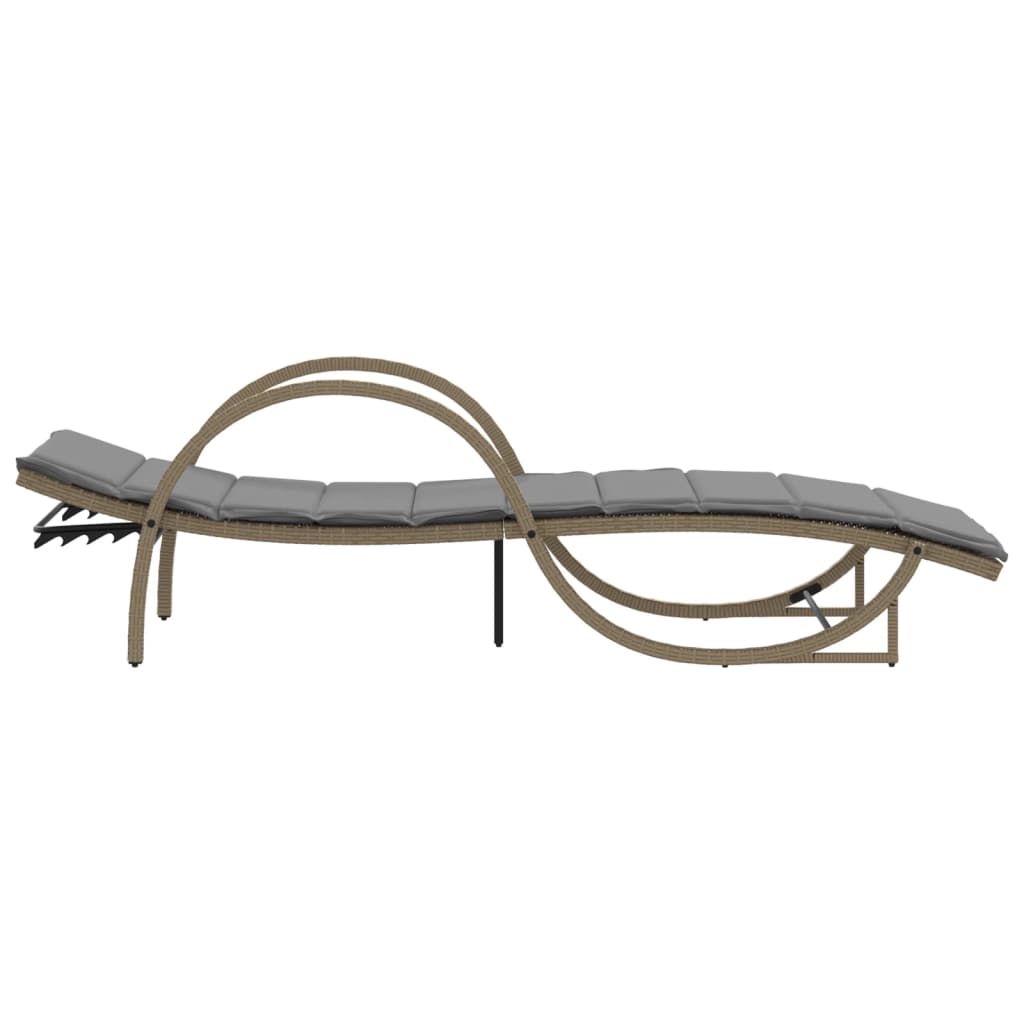 Sun loungers with table 2 pcs PE rattan beige