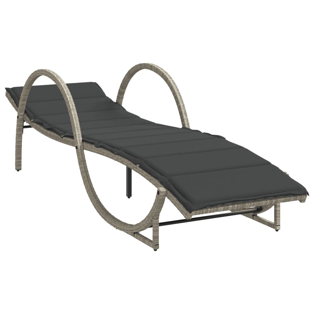 Sun loungers with table 2 pcs PE rattan light grey