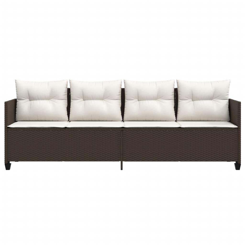 Sun lounger with brown poly rattan cushions