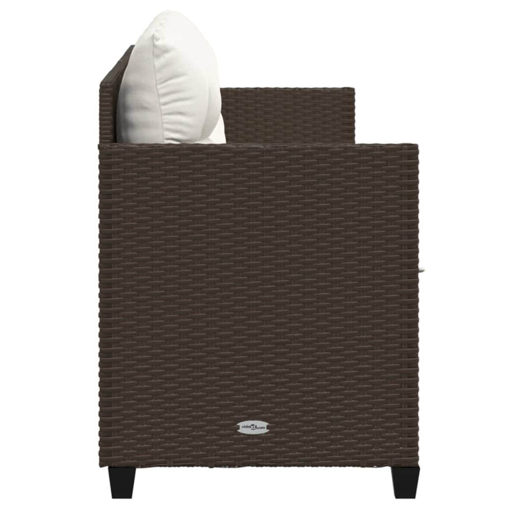 Sun lounger with brown poly rattan cushions