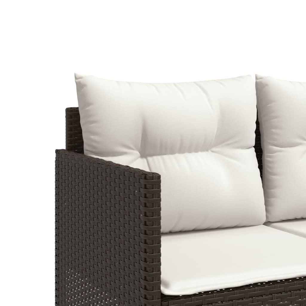 Sun lounger with brown poly rattan cushions