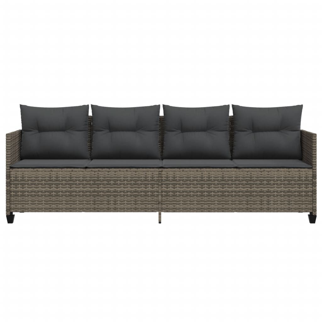 Grey poly rattan sun lounger with cushions