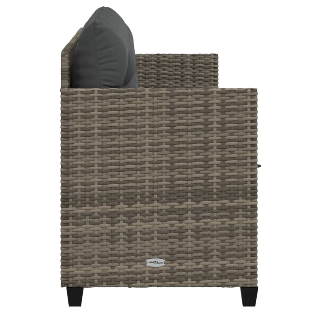 Grey poly rattan sun lounger with cushions