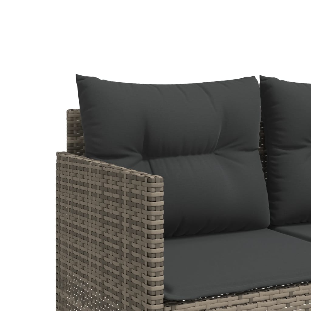 Grey poly rattan sun lounger with cushions