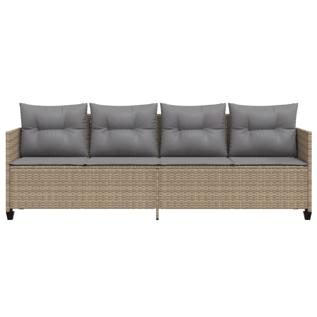 Sun lounger with beige PE wicker cushions