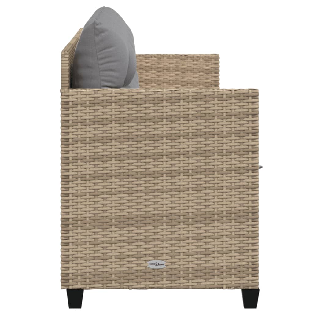 Sun lounger with beige PE wicker cushions