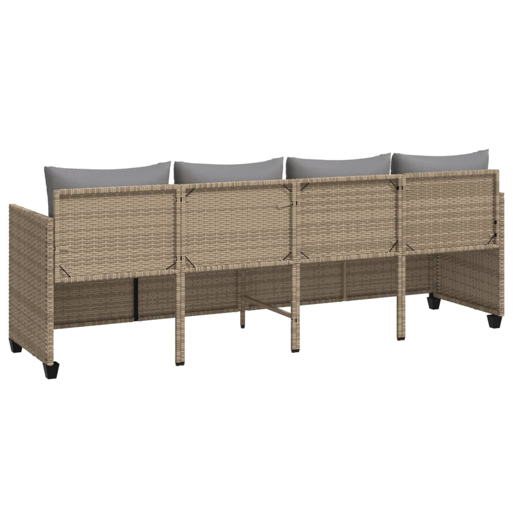 Sun lounger with beige PE wicker cushions