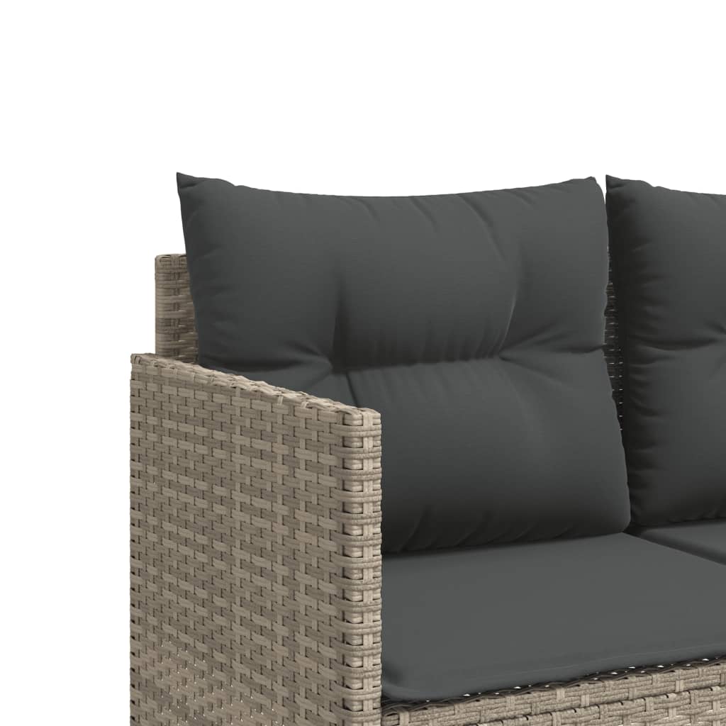 Sun lounger with cushions in light grey poly rattan