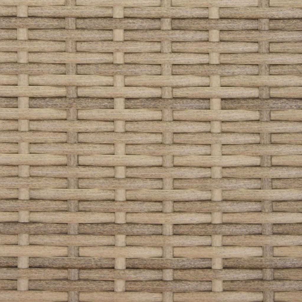 Sun lounger with canopy and cushions in beige PE wicker