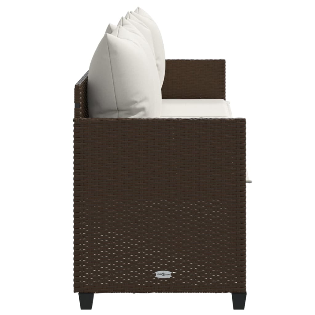 Brown PE wicker sun lounger with cushions