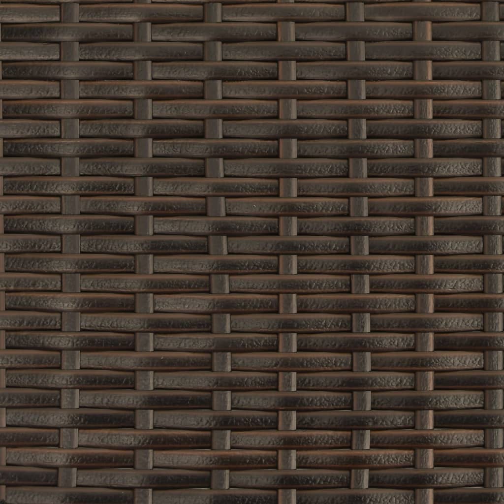 Sun lounger with canopy and cushions in brown PE wicker