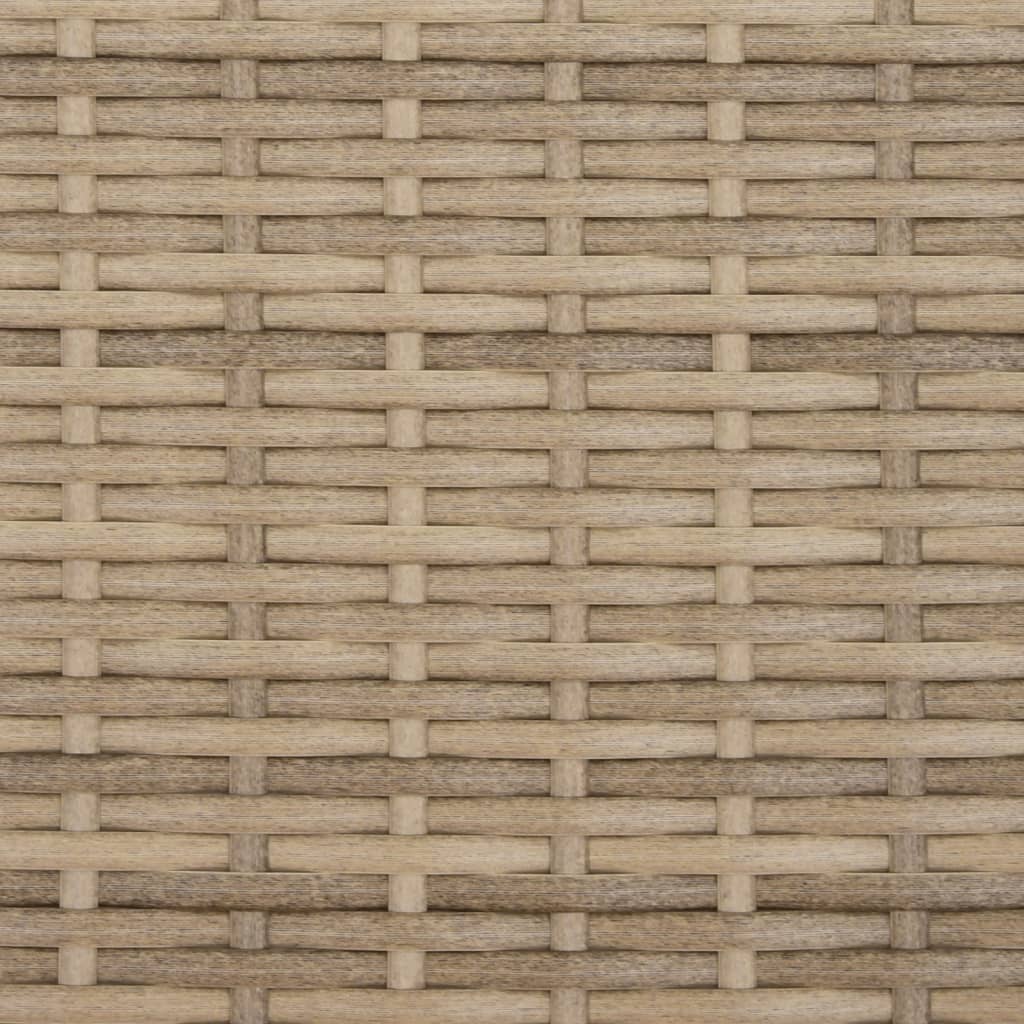 Sun lounger with canopy and cushions in beige PE wicker