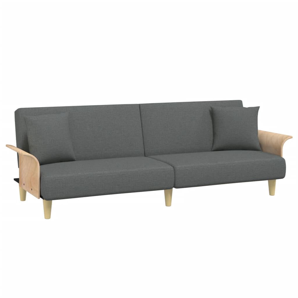 Sofá-cama 2 lugares c/ almofadas/apoio pés veludo cinza-escuro